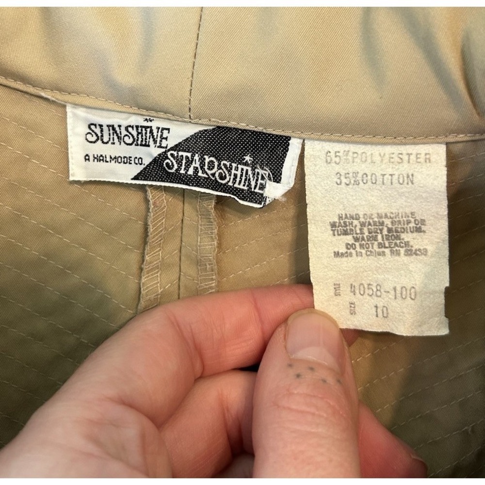 Vintage 80s Khaki Trench Midi Shirt Dress 10 Equestrian Old Money Minimalist - Picture 10 of 10